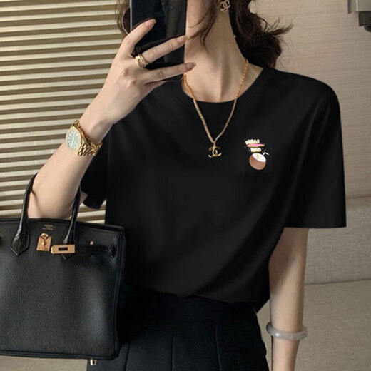 阿迪达斯（adidas）短袖T恤女装夏季新款运动服经典简约舒适宽松透气休闲圆领半 IP3878黑色 S
