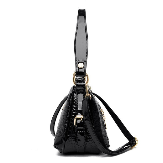 
North Fox Mom Handbag Bag Women's Large Capacity New Crocodile Pattern Patent Leather Women's Bag Middle-aged Women's Leather Bag One-Shoulder Crossbody Bag zw9922 Blue