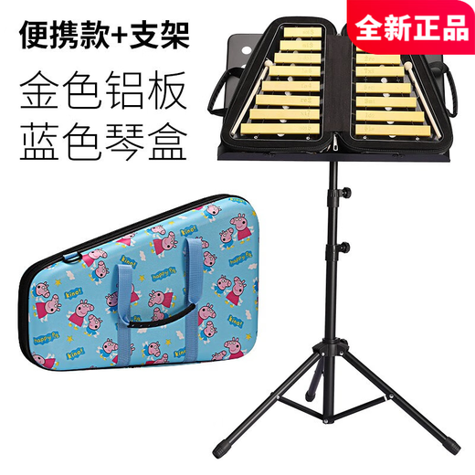 TMAX小钟琴幼儿园16音儿童打击乐器叮当响铝板小中琴幼儿初学者手敲琴 纯黑琴盒银色铝板（带支架）