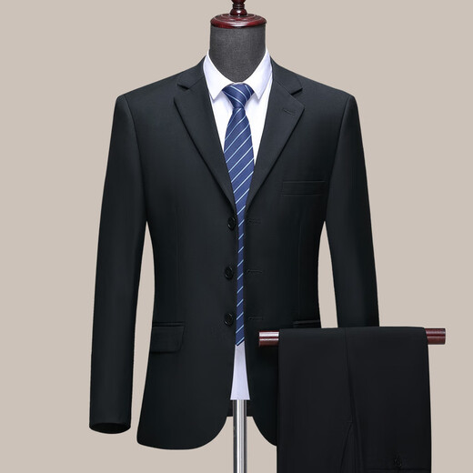 Hengyuanxiang High-end Wool Suit Men's Suit Jacket Autumn and Winter Business Suit Suit Men's Wedding Dress Formal Workwear Navy Two Buttons Bilateral Slits
