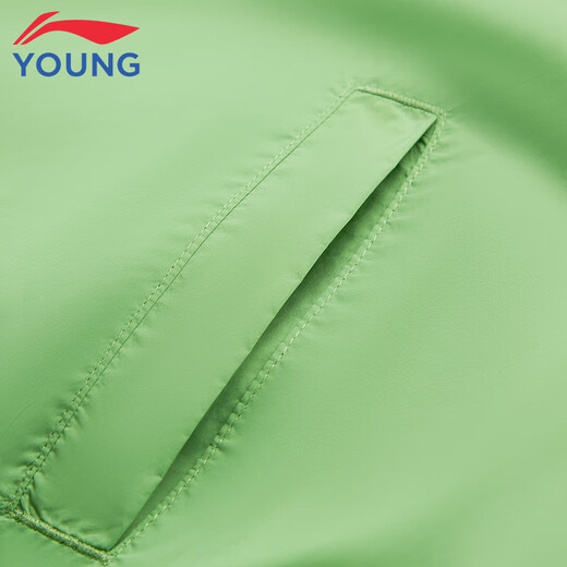 Li Ning children's sports windbreaker boys 2025 spring and summer new cardigan hooded thin sun protection clothing stone moss green 45-3 120