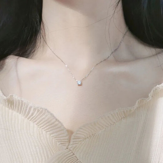 MZMZpt950 platinum necklace for women, sparkling diamond pendant, platinum clavicle chain, fashionable Chinese Valentine's Day gift for girlfriend, light luxury model - inlaid with 3mm zircon (super cute), free engraving, exquisite gift box
