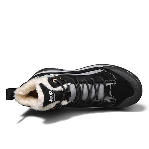 Jeep Herrenschuhe 2025 Neuer Frühlings- und Herbst warmer Schnee Martin Stiefel Outdoor Workwear Medium und High Top Casual Schuhe Schwarz 1289 (Lederschuhgröße) 42