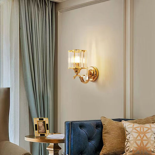 Ganxin new modern minimalist bedroom bedside lamp light luxury crystal wall lamp living room study corridor aisle stairwell lamp bright yellow 23 models with LED three-color light 12W