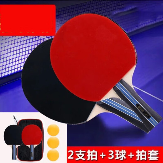 左右故事乒乓球拍中小学生双拍初学训练学生成人比赛横拍直拍 经典入门学生款直拍2支+3球+包