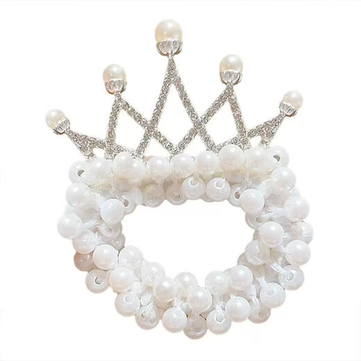 Wedding Pearl Hair Rope Princess Crown Tiara Bridal Ball Hair Circle Rubber Band Women's Hair Tie Children's Hair Flower Hair Accessories 03 Little Star Crown