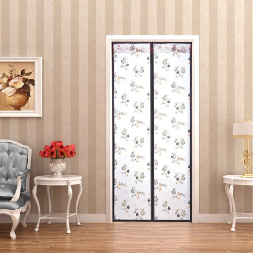 Liangduo Thermal Insulation Door Curtain Winter Warmth and Windproof Winter Air Conditioning Cotton Door Curtain Household Warming Curtain Magnetic Self-Suction Wind Blocking Artifact Dustproof and Waterproof Thickened Coldproof Partition Door Commercial Daisy Brown Edge 90*210cm