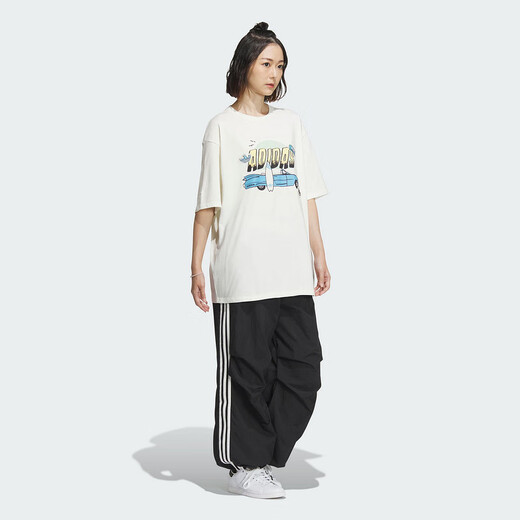 Adidas 阿迪达斯  SMR GFX TEE SS三叶草夏女子运动短袖T恤T桖 IW6296 2XS