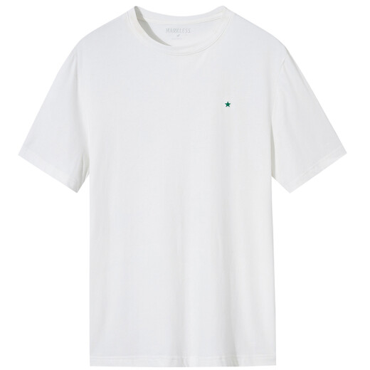 MARKLESS short-sleeved T-shirt men's summer loose round neck half-sleeved men's casual cotton bottoming shirt XB0656M white 175 (L)
