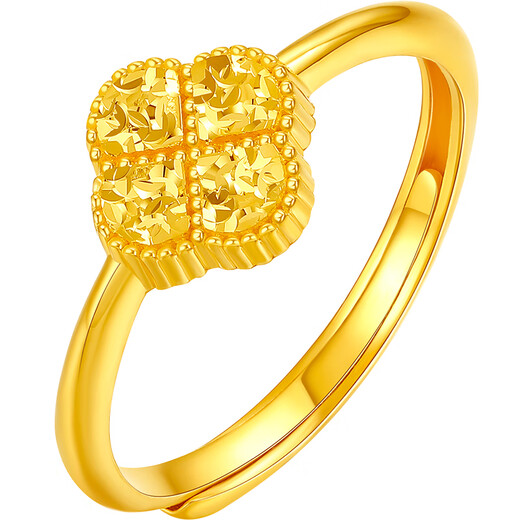 Liuguifu Jewelry Gold Ring Star Four Leaf Clover 5G Pure Gold Open Gold Ring FH0100377 2.4g