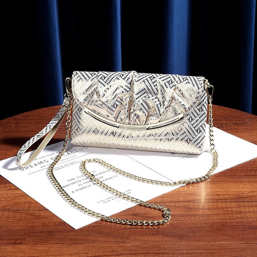 
Sephren small dinner clutch bag female temperament 2024 new diamond-inlaid cowhide banquet bag famous dress light luxury hand grab bag black