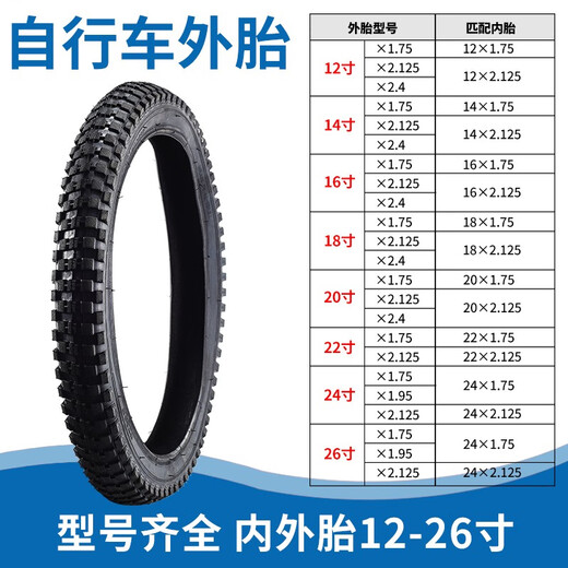 
ROGTYO Bicycle Tires Mountain Bike Interior and Outer Tires Bicycle Equipment Accessories 000 14*1.75 Export inner tube + 2 tire lever rods