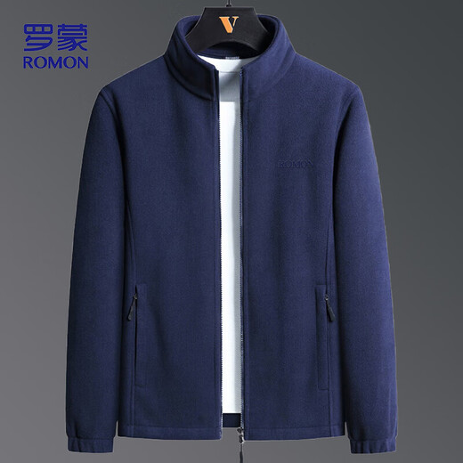 ROMON jacket men's autumn business casual large size warm fleece soft polar fleece jacket men CS88 dark blue XL