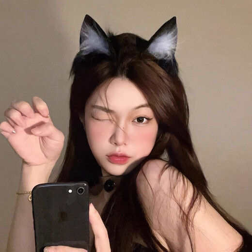 Man Sheng Cat Ears Headband Hairband Cute Plush Hair Accessories Dress Up Hairpin Valentine's Day Animal Ear Hairpin Lolita Headband Black and White Cat Girl Hairband