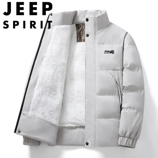 
JEEP SPIRIT Jeep Father's Day Gift Cotton Clothes Men's Cotton Clothes Long Sleeve Warm Jacket Winter Thickened Lambskin Stand Collar Jacket