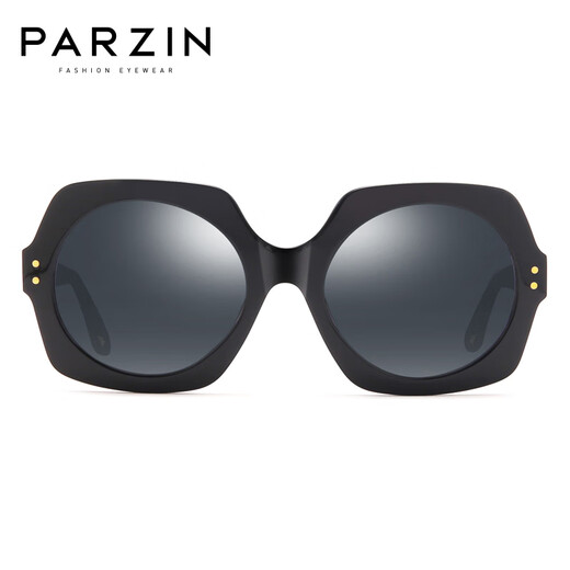 帕森（PARZIN） 偏光太阳镜女 复古板材驾驶镜女大框修脸潮墨镜 9740 黑框石纹腿