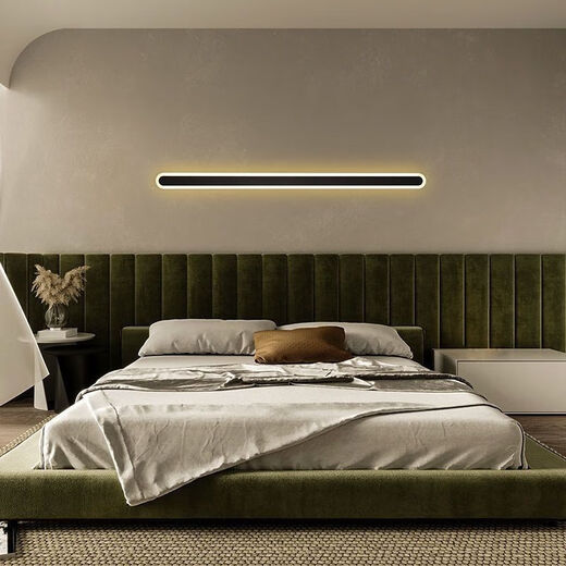 Yaotian one-word wall lamp, bedroom lamp, bedside lamp, LED strip lamp, living room background wall, study corridor lamp, aisle stair lamp, white-100cm, three-color dimming (white light + warm light + neutral light)