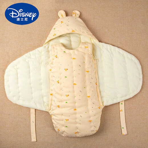 Disney Autumn and Winter thickened pure handmade cotton quilt for newborn baby pure cotton swaddle butterfly quilt newborn sleeping bag yellow bear 66 (recommended for 0-3 months)
