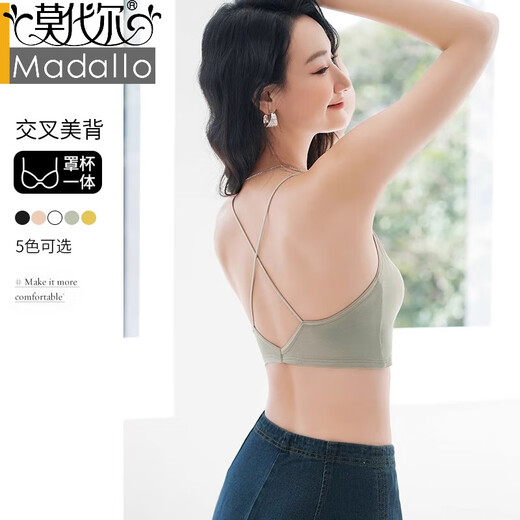 Modal Cross Beautiful Rücken Dessous 2025 Neue Frauenkupplung Kleine Brustschlinge Weste Stil Gurt Outer Sport BH schwarz M [Geeignet für 75ABC/80A]