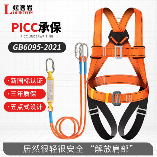Luokeyan five-point safety belt, high-altitude working safety rope, full-body anti-fall national standard, double small hook 1.8m buffer bag, Beijing warehouse flash delivery