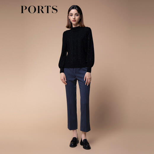 PORTS autumn and winter new women's nine-point pants vertical striped trousers SM9P008NFF081 Zhangqing striped XS (2)