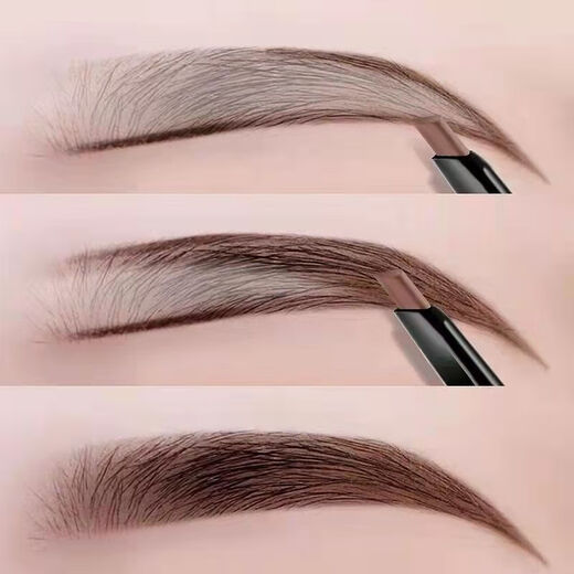 Double-ended eyebrow pencil is waterproof and sweat-proof, long-lasting and not easy to smudge. Beginner's eyebrow brush provides three-dimensional coloring for cosmetics. Double-ended eyebrow pencil - black 1 pack