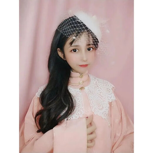 薇施莲【抖音同款】小礼帽旗袍夜上海名媛头饰配饰民国洋气欧美复古发饰 黑色头纱珍珠小礼帽+手套