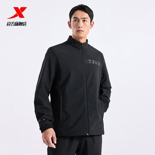 Xtep Store Same Style Warm Jacket Windbreaker Men's Training Outdoor Sports Cardigan Jacket Men 976329160150 True Black 2XL