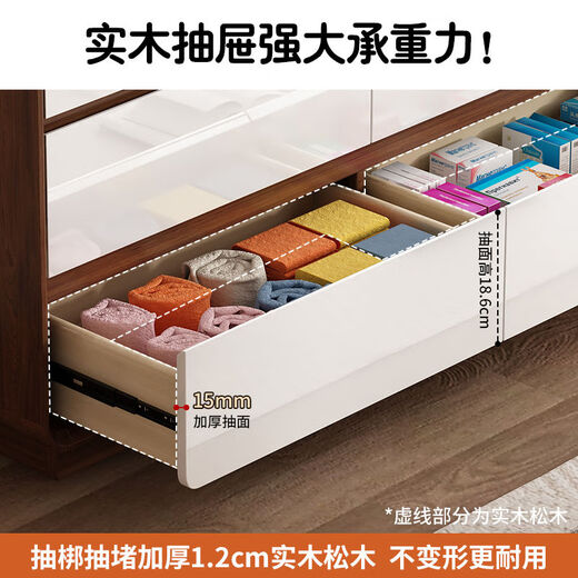 Xianqingyashe Drawer Cabinet Bedroom Storage Cabinet Living Room Wall Storage Cabinet Simple Modern Nine-drawer solid wood drawer cabinet at the end of the bed Nine-drawer cabinet + dressing table (stool included) Entry package installation