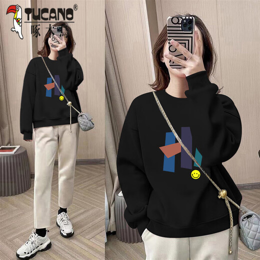 Woodpecker 2025 Printemps, automne et hiver NOUVEAU COU ROND COUP LONG STACKET à manches longues T-shirt pour femmes de style paresseux Top en veste pour les femmes en milieu de longueur [681 gris à fleurs] G1506 L 90-110Jin [Jin est égal à 0,5 kg]