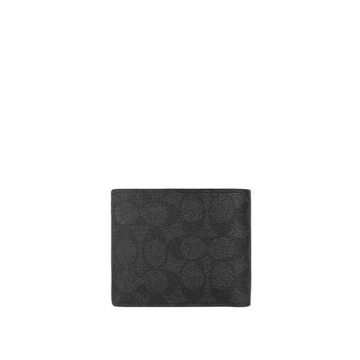 
CoaCH (COACH) Men's Practical Light Luxury Short Wallet Casual and Versatile Folding Wallet Card Pack 618 Gift for Boys Black and Gray CW380CQBK