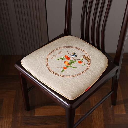Lanshu ancient rhyme modern Chinese chair cushion cushion embroidered dining chair cushion non-slip tea chair washer chair cushion winter cushion can be customized beige small size 40X42cm