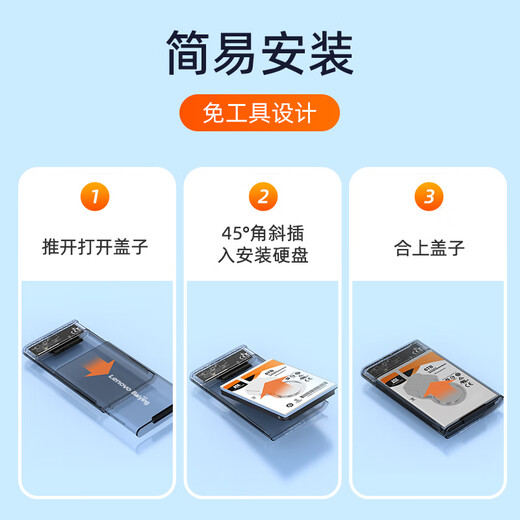 Lenovo 2.5-inch Type-C interface mobile hard drive box external mobile hard drive box tool-free installation SATA serial port laptop desktop HC25-SN051