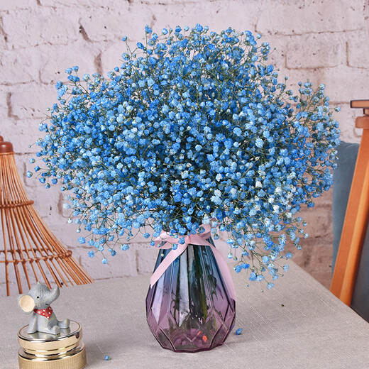 AIMAN natural dried flower bouquet of gypsophila ins internet celebrity birthday new house decoration ornaments air-dried real flower arrangement home furnishings blue and pink mixed with gypsophila without vase