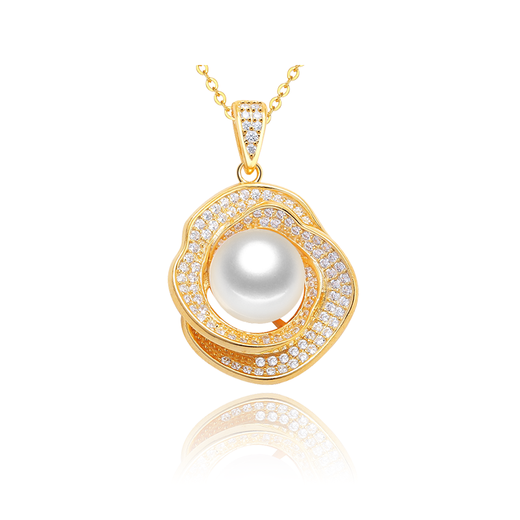 OLIVEIRA Freshwater Pearl Pendant C1-1073 Emerald Gold Garland Emerald Gold Garland