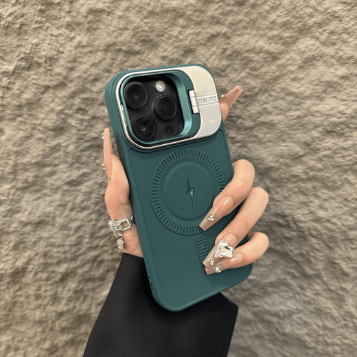 Kangsiqi's new niche lens flip cover holder is suitable for Apple 16promax mobile phone case iPhone15pro frosted silicone 14/17 anti-fall protective cover high-end ultra-thin magnetic suction blue flash magnetic suction + frame holder iPhone 16 Pro Max
