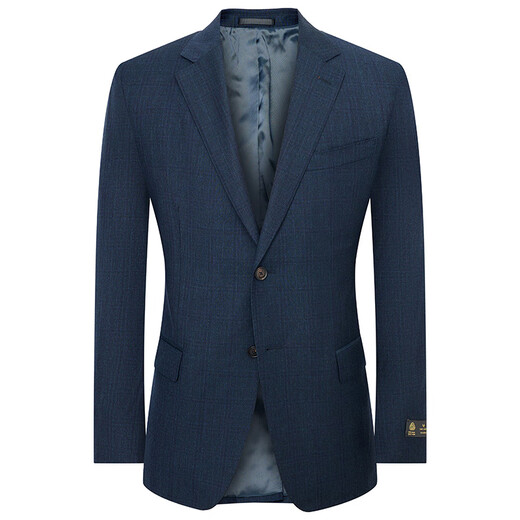 Angel Bird Suit Men's Autumn Men's Business Formal Wool Suit Micro Suede Wedding Elderly Wear Suit Blue Green Hidden Plaid - Standard 50 B (180/104) / Please note waist or pants