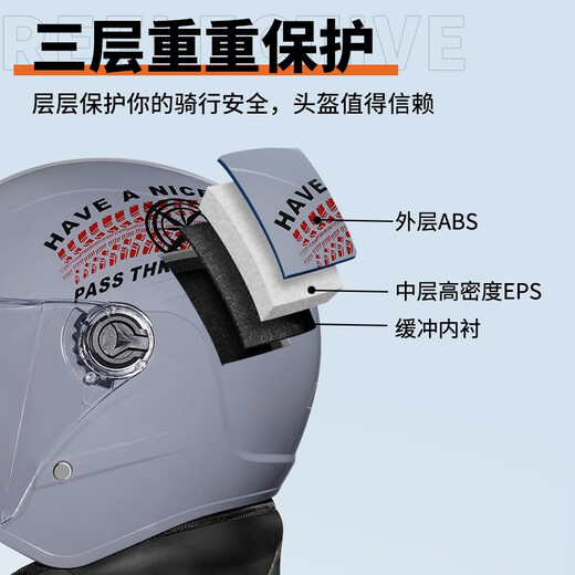 IRZR electric vehicle helmet for men and women, suitable for all seasons, winter warm and cold-proof battery vehicle riding half helmet, new national standard, gray - detachable scarf