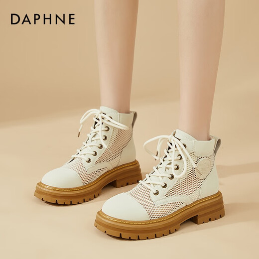 Daphne (DAPHNE) Martin boots for women's thick sole elevated mesh breathable summer casual sandals new versatile British style women's shoes beige heel height 5cm 38 (240mm) standard code