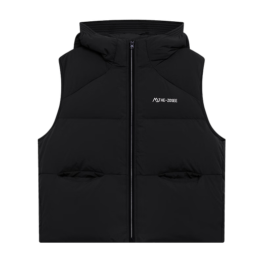 Zuoxi boys' down vest for outer wear to keep warm 2025 new children's three-proof hooded vest jacket black 110