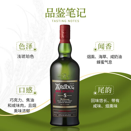 雅柏（Ardbeg）苏格兰单一麦芽威士忌酒进口洋酒阿贝小怪兽泥煤烟熏风味 雅柏阿贝5年700ml
