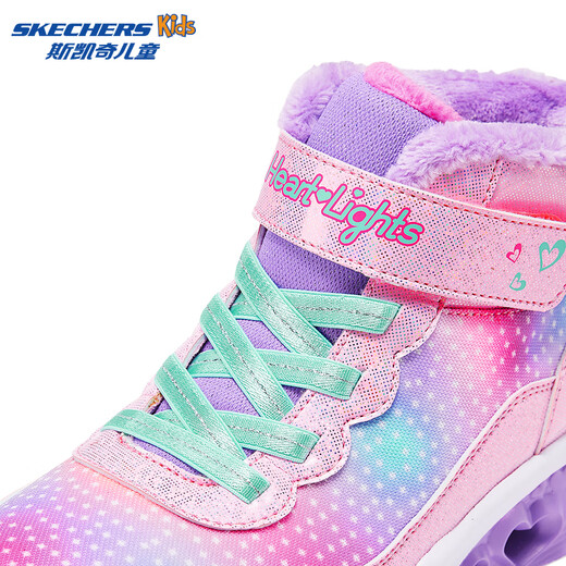 Skechers斯凯奇儿童秋冬保暖运动鞋舒适闪灯休闲棉靴302677L 677L粉红色/多彩色/PKMT 32
