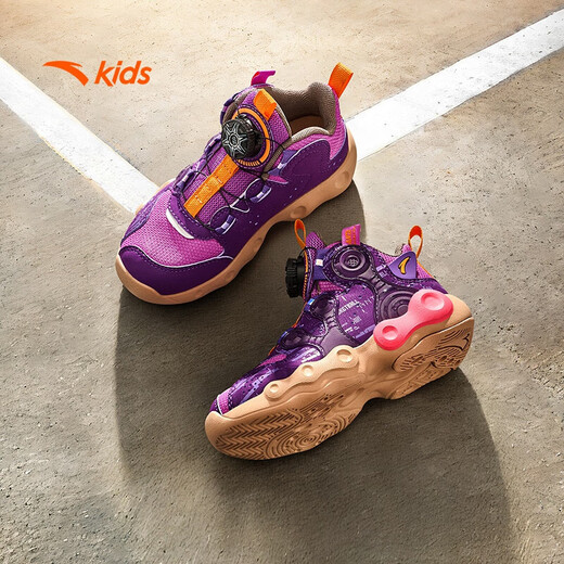 Anta-Kinder-Turnschuhe Herrenschuhe 2025 Neue Knopfpolstere Anti-Rutsch-Basketballschuhe [zusätzliche Form] Lila/Lila/Noya Purple 9901-3 30