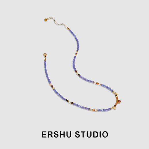 Guanpu Pavilion Fat Donglai's same nine-purple fire necklace Tanzanite December birthstone tourmaline red pomegranate woman Tanzanite chain-necklace