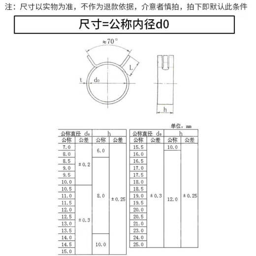 劲功 弹性卡箍钢带型环箍弹簧钢卡手捏喉箍水管油管箍65锰钢卡子Q673B 内圈直径8mm【20枚】