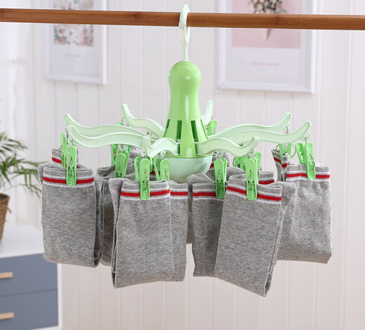 He Jiacheng's new creative octopus clothes hanger multi-functional folding multi-clip clothes drying hanger hanging windproof and non-slip drying clothes hanger cold gray
