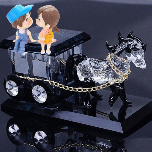 Yuhua Car Ornaments, Car Perfume, New Carriage Ornaments, Complete Collection of Car Center Console Decorations, Blue Horse + Lover (Free Perfume, Anti-Slip Mat)