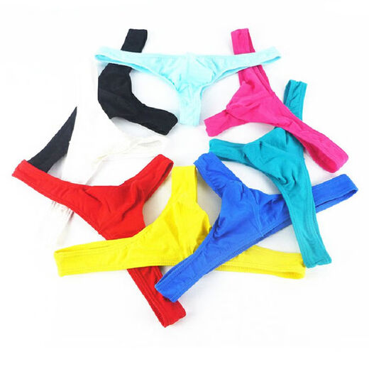 Mu Fengqing men's underwear thong cotton T-top breathable U-convex hip-lifting thong cotton underwear men's sexy low-waist underwear red XL