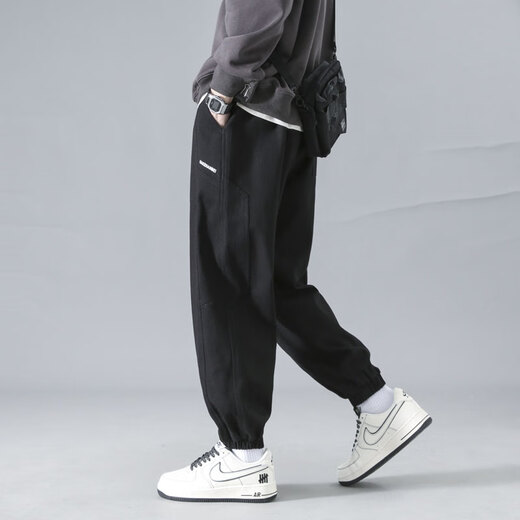 Dingfengbaoluo casual pants tapered men's autumn handsome trendy brand all-match workwear sports long pants K2061 black 3XL