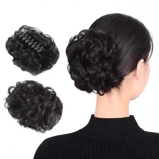 梅派假发发夹头饰短发女头发夹子发卡后脑勺中老年妈妈款盘发抓夹头花 DIY假发抓夹-深棕色